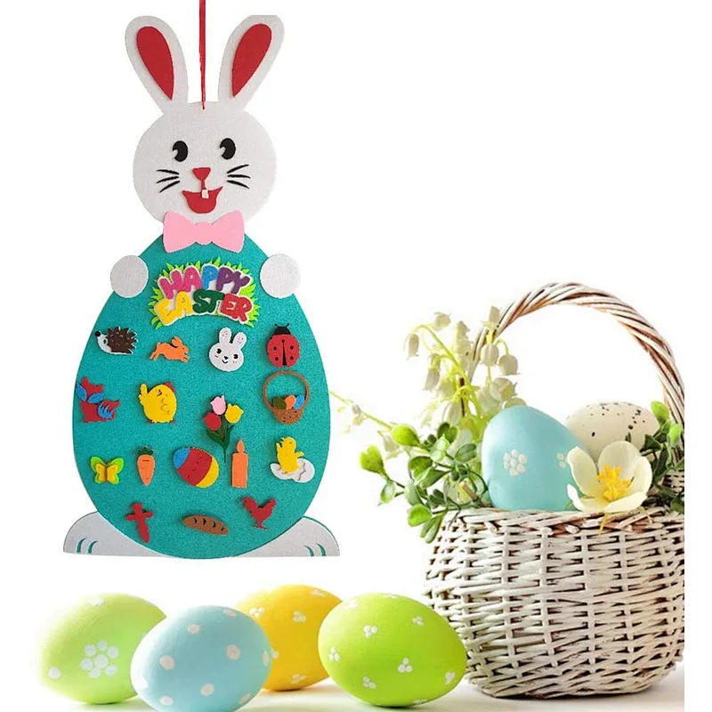 2023 Easter Felt Pendant Kid Diy Game Gift Easter Bunny Decoration Rabbit Egg Home Door Wall Decoration