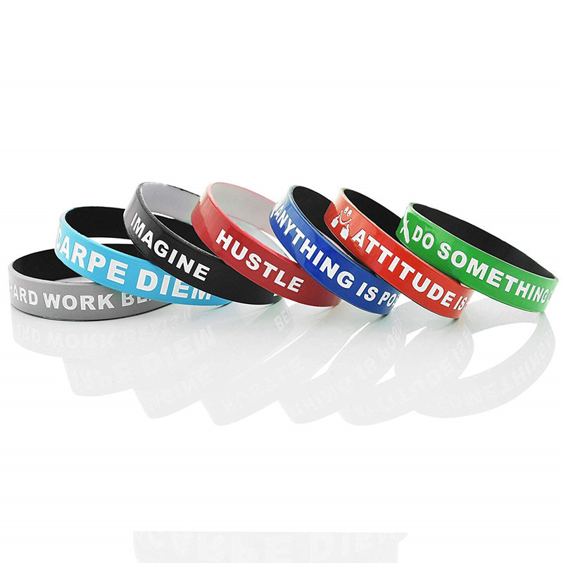 Wholesale Custom Your Own Logo Fashion Rubber Wristband Silicone Bangle Bracelets