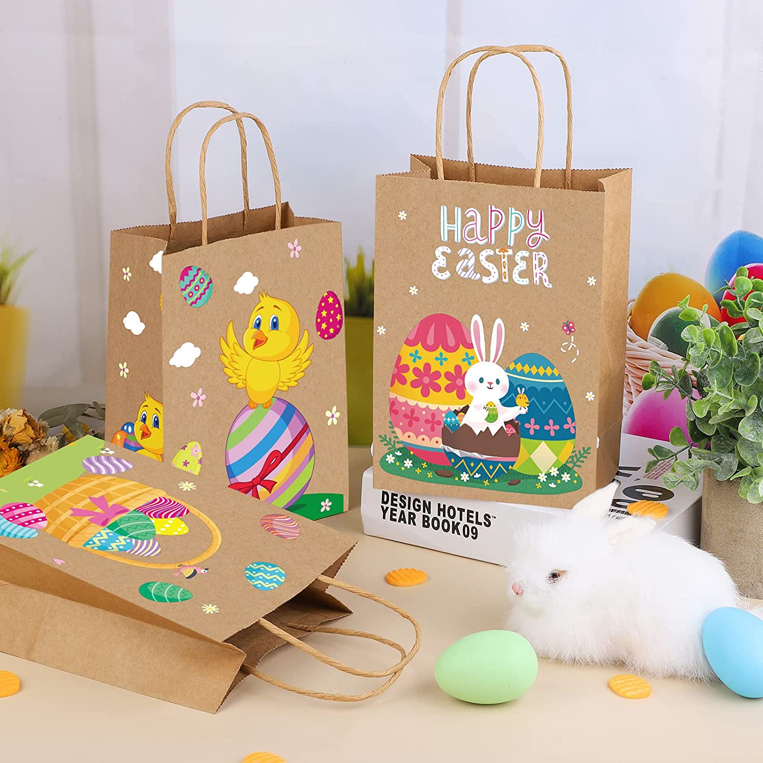 DIY Easter Kraft Paper Gift Bags with Handles Kraft Paper