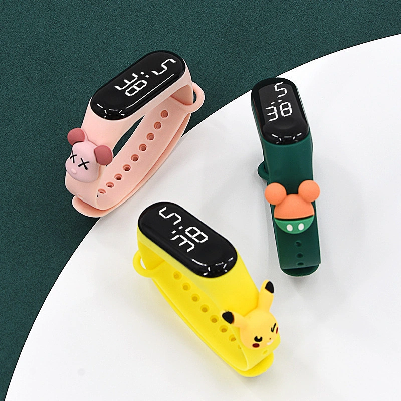 Drawing Waterproof Sports Digital Led Kid's Silicon Strap  Band Watch