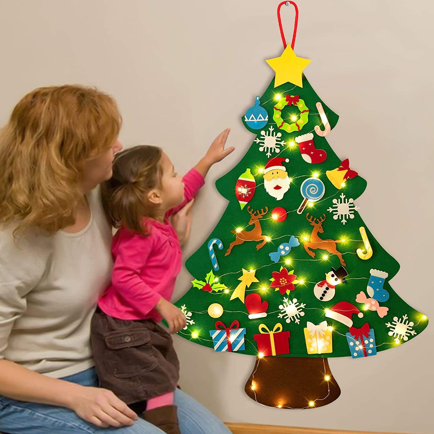 2023 Felt Christmas Tree Advent Calendar 3ft Diy New Year Ornament Wall Hanging Decor For Kids Children Art Eco Friendly