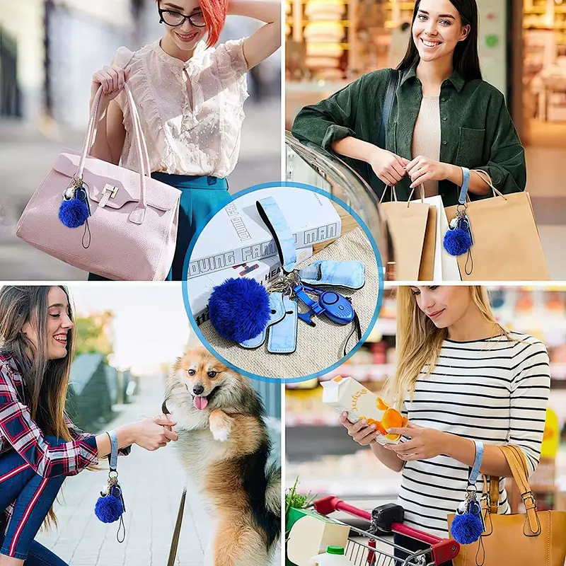 Tiktok Hot Sale 11 Piece Kit Personal Safety Protection Survival Alarm Key Chain Luxury Self Defense Keychain Set For Women Girl