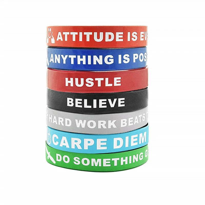Oem Luminous Rubber Silicone Motivational Wrist Bands Customized Silicone Wristbands Bracelets Glowing Rubber Silicone Wristband