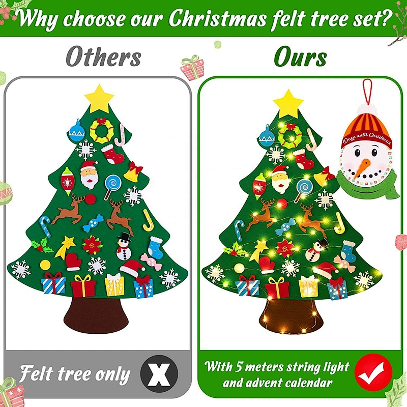 2023 Christmas Decoration Supplies Felt Christmas Tree Light Decorations Gift Ornaments Decor Outdoor