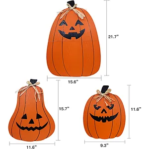 Halloween DECSPAS 3 PCS Pumpkin Halloween Decor with Straw Bow