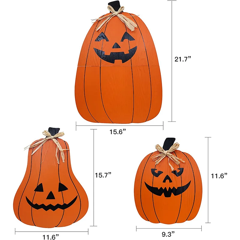 Halloween DECSPAS 3 PCS Pumpkin Halloween Decor with Straw Bow