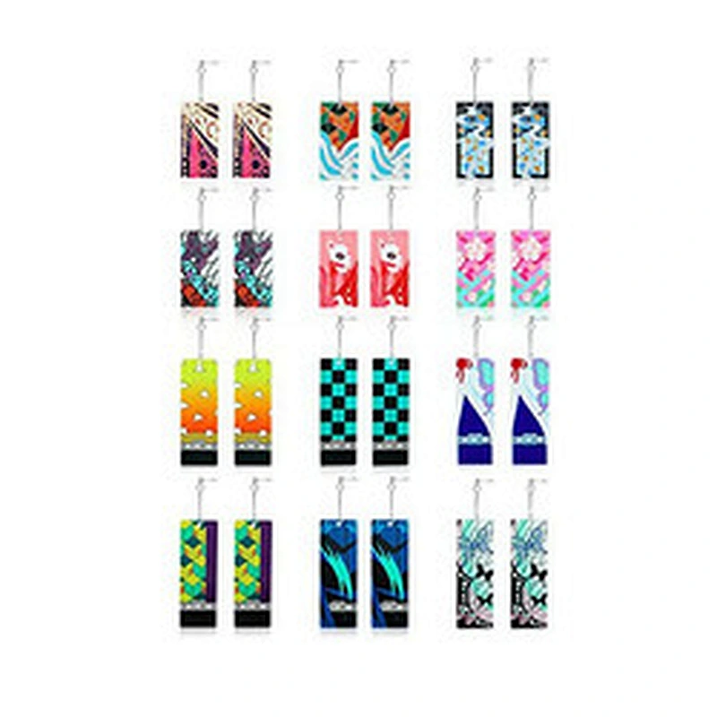 12 Pairs Cosplay Earrings Anime Demon Slayer Earrings Cosplay Fashion Double-sided Acrylic Alloy Resin Tanjiro Earring