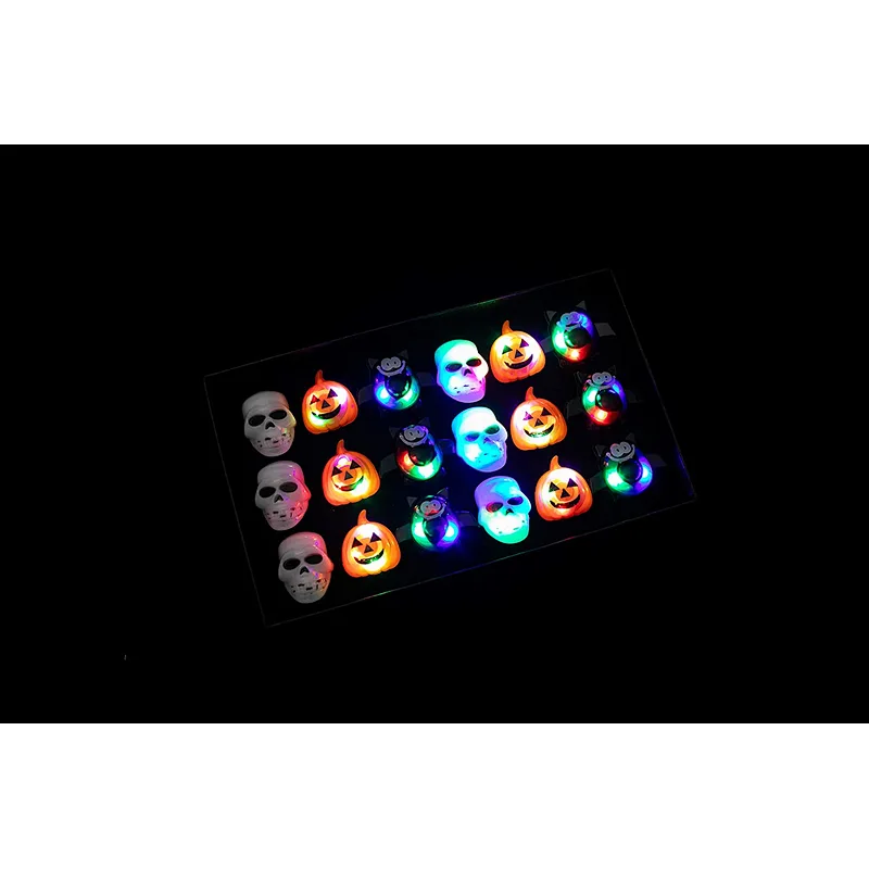 18 Pcs Spooky Fashion Halloween Led Light Up Rings Glow for Halloween Party