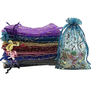 Custom Size Rainbow Organza Bags 4x6 inch for Jewelry Drawstring Mesh Gift Bags for Wedding Party Favor Pouches Christmas Bags