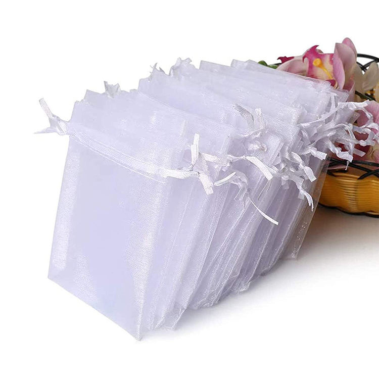 Hot Sale Custom Organza Jewelry Gift Bag White Wedding Favor Bags With Drawstring