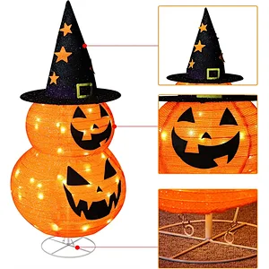 Halloween Decorations 2.6FT Pre-lit Halloween Collapsible Pumpkin Decor