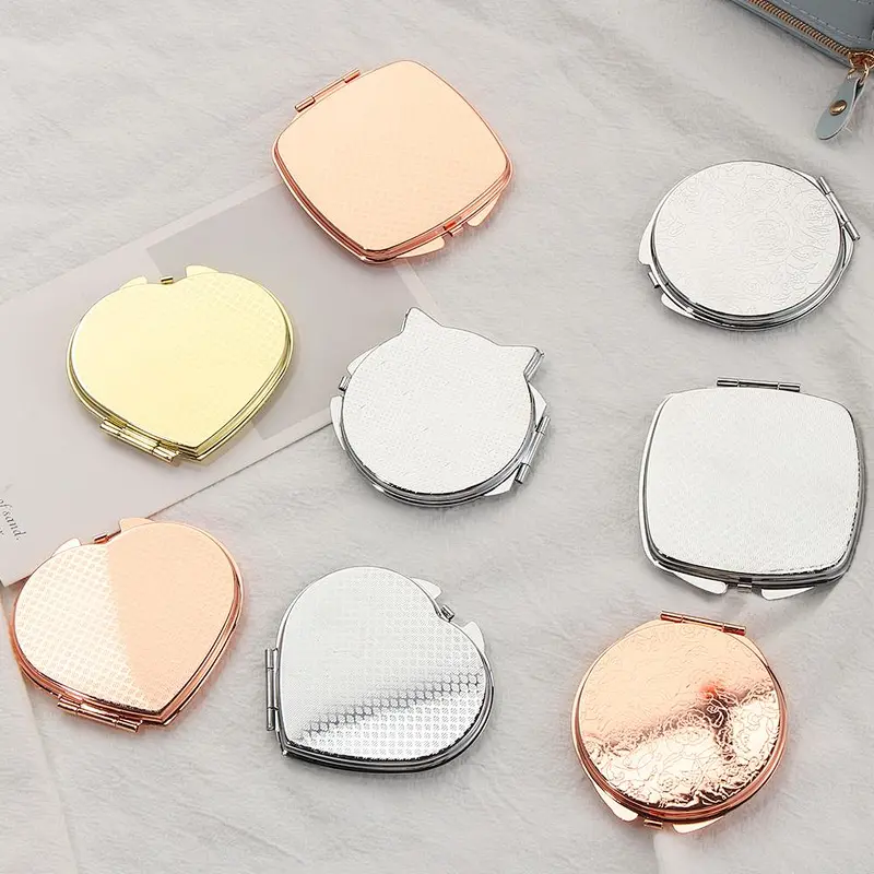Portable Heat Transfer Blank Personal Sublimation Cosmetic Pocket Hand Mirror Compact Make Up Metal Mirrors