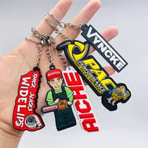 Factory Promotion Rubber Key Chains Key Holder Custom Shape 2d Or 3d Soft Pvc Key Rings White Rubber Keychain Cartoon Set