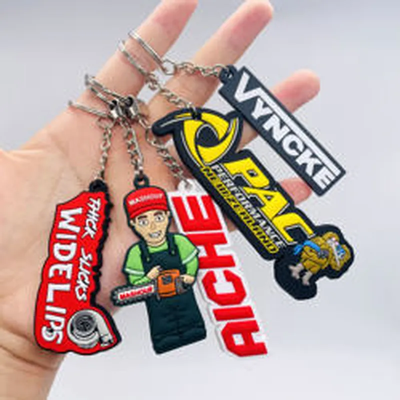 Factory Promotion Rubber Key Chains Key Holder Custom Shape 2d Or 3d Soft Pvc Key Rings White Rubber Keychain Cartoon Set