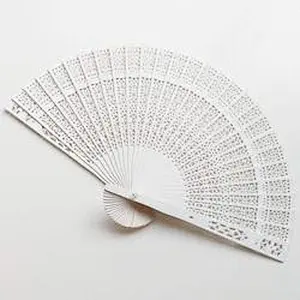 Vintage Chinese Carved Wooden Handle Folding Hand Fans Plain Custom Wooden Fan