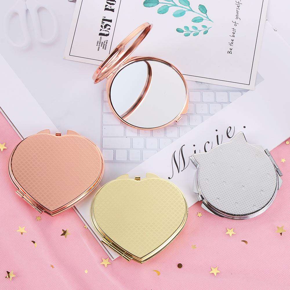 Square Round Glass Diy Compact Pocket Mirror Rose Gold Blank Sublimation Make Up Mirror