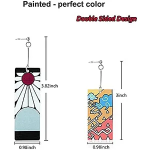 12 Pairs Women Tanjiro Earrings Anime Demon Slayer Earrings Cosplay Fashion Double-sided Acrylic Alloy Resin Earring