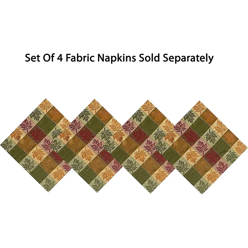 Leaf Jacquard Fall Thanksgiving 100% Cotton Fabric Tablecloth