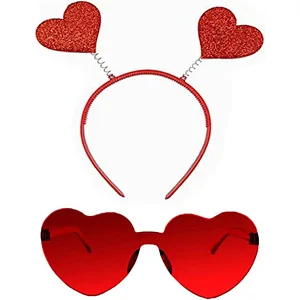 Valentines Day Heart Head Boppers Headbands and Heart Shape Sunglasses