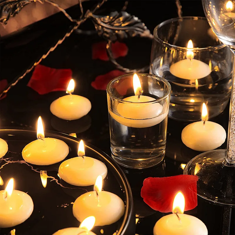 50 Pieces 1.5 Inch Centerpieces Floating Candles for Wedding Party Pool Spa Valentine's Day