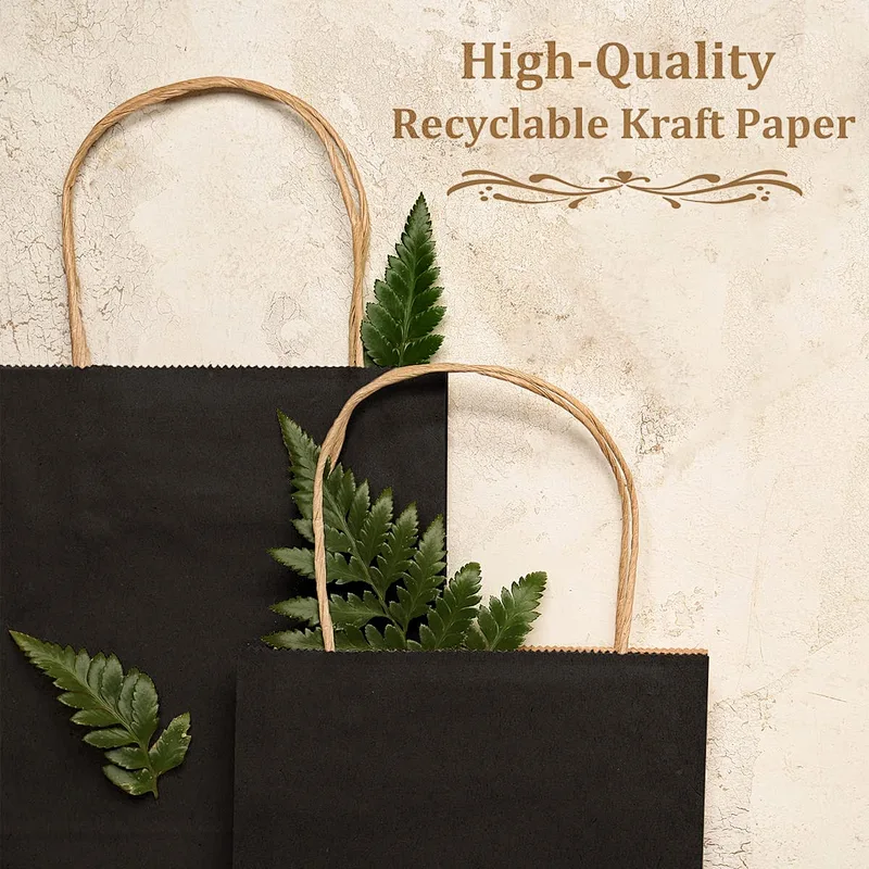 Black Gift Bags Shopping Paper Bags with Handles