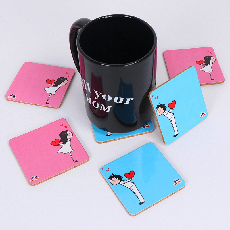 Wholesale Print Round Cork Wood Coasters Coffee & Hot Beverages Coasters With Logo for Valentine's Day