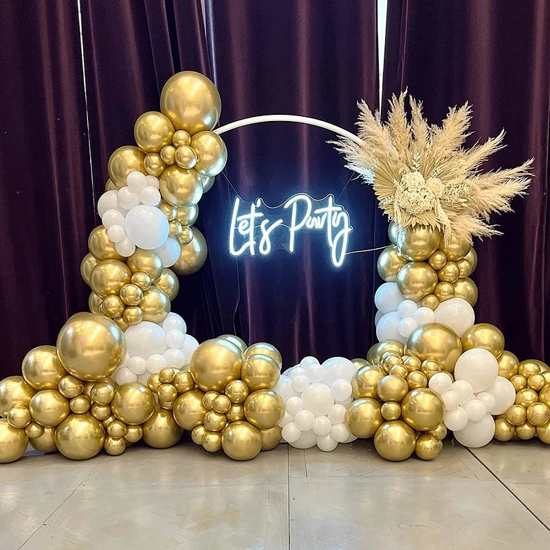 101PCS 18In 12In 10In 5In old Metallic Chrome Latex Balloon Arch Garland Kit for Wedding