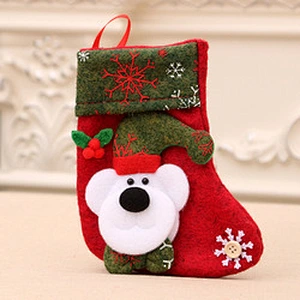 Glitter Christmas Candy Stocking Holder Christmas Decoration Supplies Xmas Sock Gift Non Woven Christmas Sock