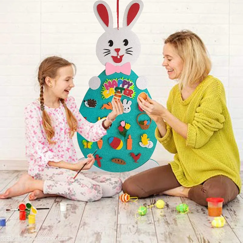 2023 Hot Selling Easter Bunny Felt Decorations Diy Hanging Toys For Children