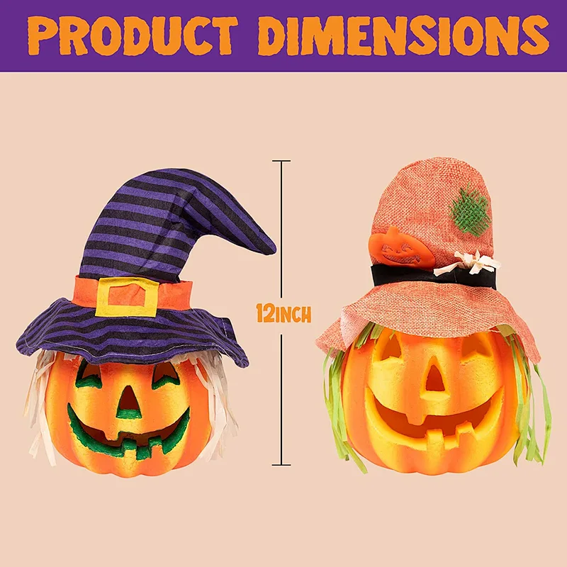 6 Pack Light up Halloween Decorative Pumpkin Foam Halloween Decorations Props