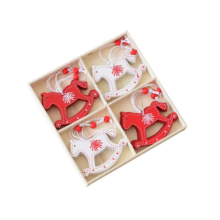 New Year Christmas Ornament Wooden Hanging Pendants Star Xmas Tree Bell Christmas Decorations For Home