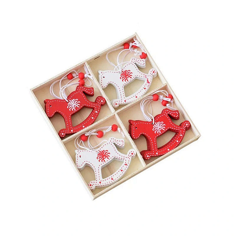 New Year Christmas Ornament Wooden Hanging Pendants Star Xmas Tree Bell Christmas Decorations For Home