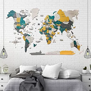 Custom LOGO Wall Art Decor S M L Prime Country  3D Wood World Map
