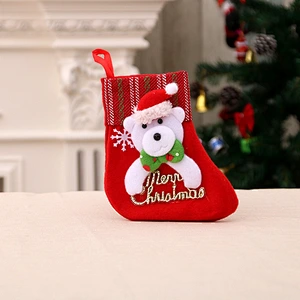 2023 Wholesale Decoration Custom Design Xmas Treat Sock Dear Santa Helper Felt Reindeer Christmas Candy Stocking Xmas Socks