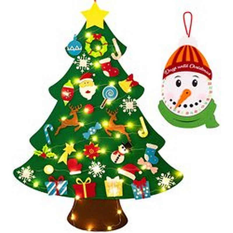 2023 Xmas Home Decoration Gifts 3ft Educational Diy Felt Christmas Tree Set With Ornaments For Kids