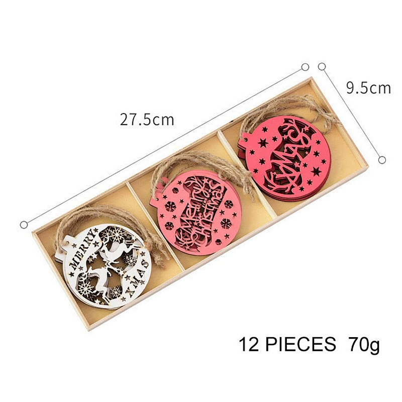 New Arrival Christmas Diy Accessories Crafts Creative Wooden Christmas Ornaments Set