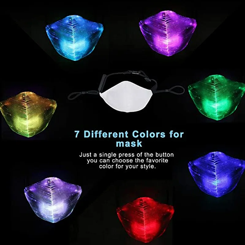 7 Color Glowing Luminous Rave Mask for Men Women Christmas Party