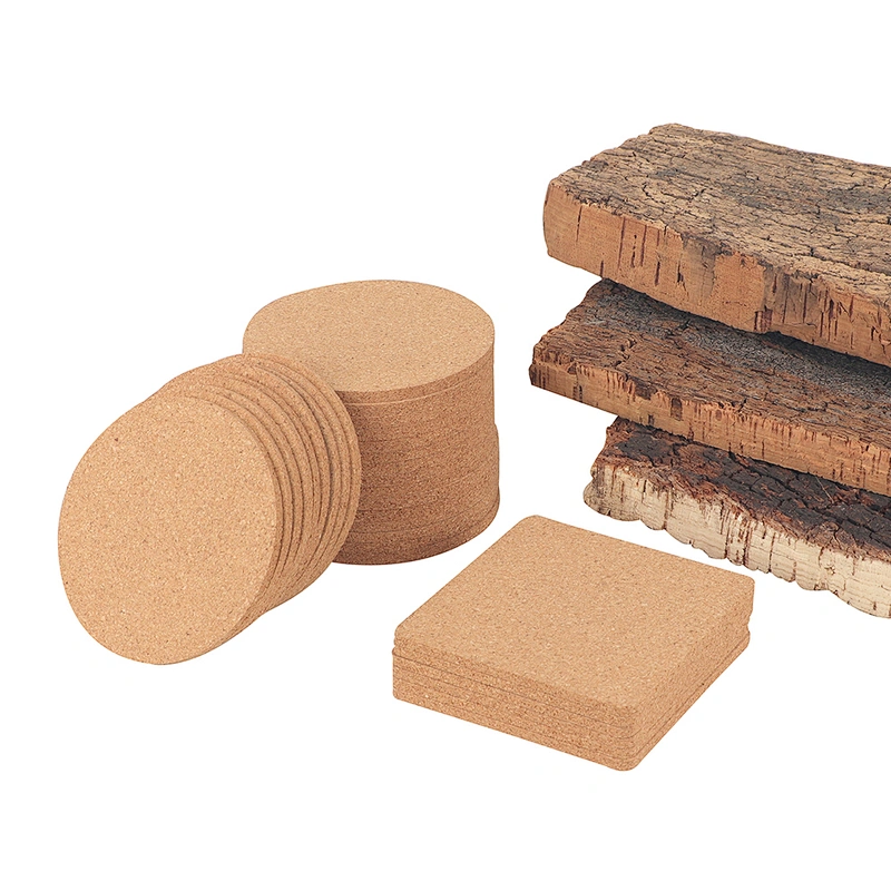 Natural Cork Coasters,Round Wooden Coaster Set,Reusable Coasters For Sheat-resistant Cold Drink