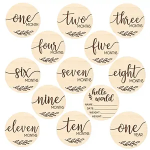 Custom Size Wood Birth Sign Baby Birth Cards Milestone Discs Wooden Cards Sign