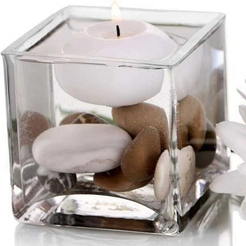 Large 3 Inch Unscented Fits in 3 Inch Vase Above White Floating Candles