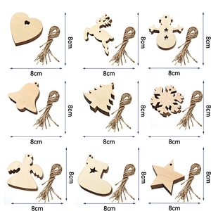 Christmas Wooden Rustic Ornaments Set For Christmas Tree Decorations Hanging New Year Reindeer Xmas Tree Christmas Decoration