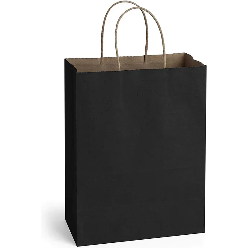 Black Gift Bags Shopping Paper Bags with Handles