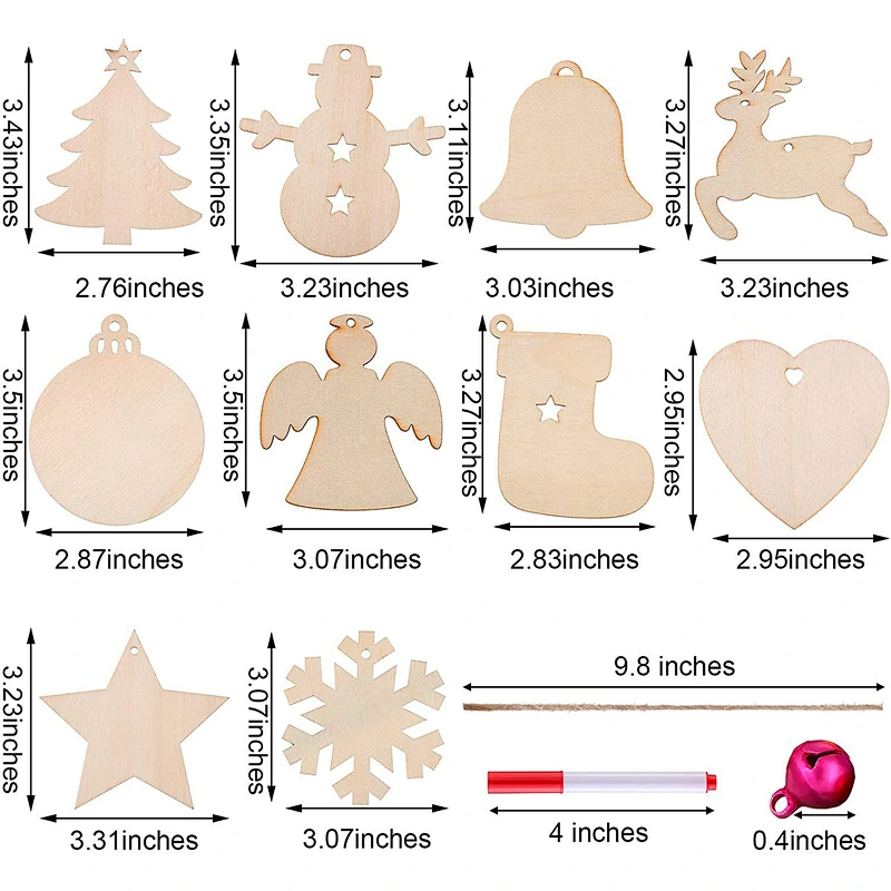 Wood Christmas Decorations Hanging Ornament Christmas Wooden Pendant Gift Set