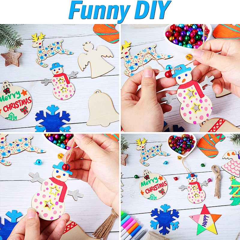 Wood Christmas Decorations Hanging Ornament Christmas Wooden Pendant Gift Set