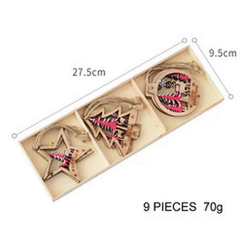 New Arrival Christmas Diy Accessories Crafts Creative Wooden Christmas Ornaments Set