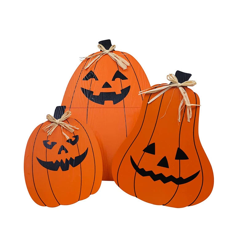 Halloween DECSPAS 3 PCS Pumpkin Halloween Decor with Straw Bow