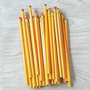 Cheap Wholesale Pencils Back School Used Yellow Hexagon Hb Wooden Pencils With Red Eraser