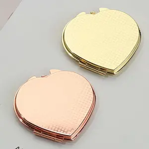 Customized Logo Round Double Side Metal Pocket Mirror Gold Plated Make Up Mini Mirror