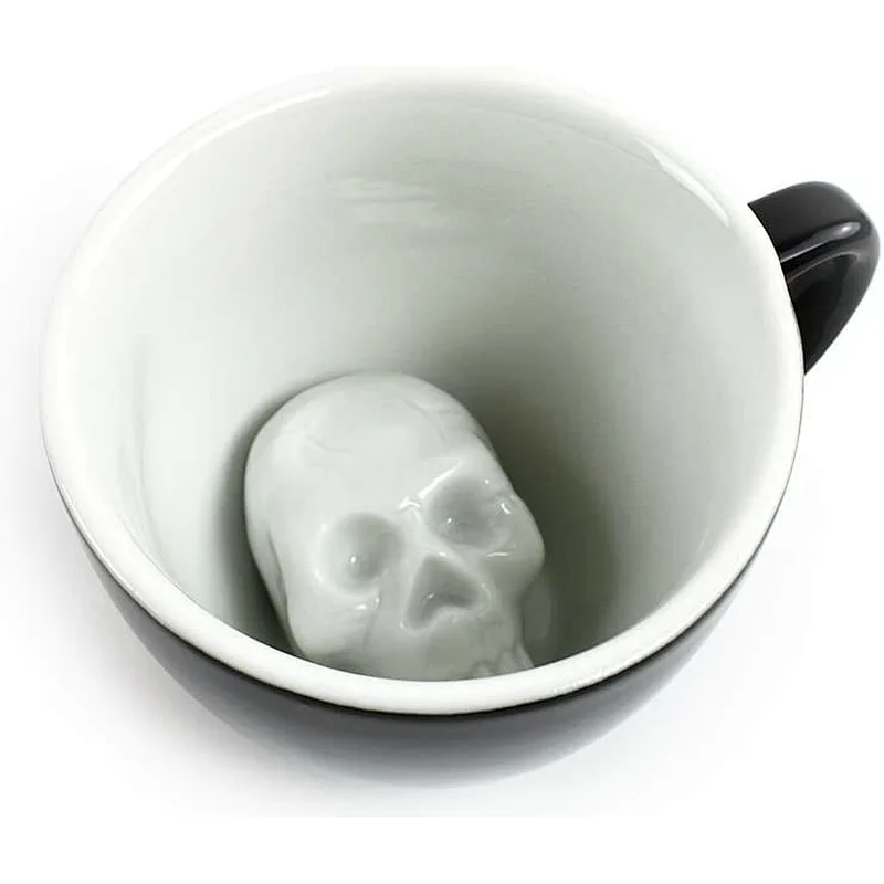 Halloween Skull Ceramic Hidden Creature Inside Mug Cup