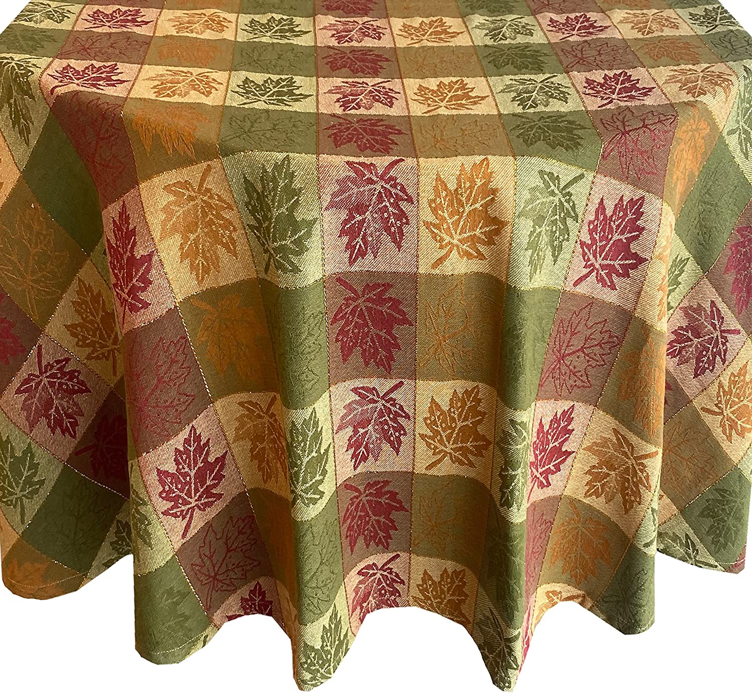 Leaf Jacquard Fall Thanksgiving 100% Cotton Fabric Tablecloth